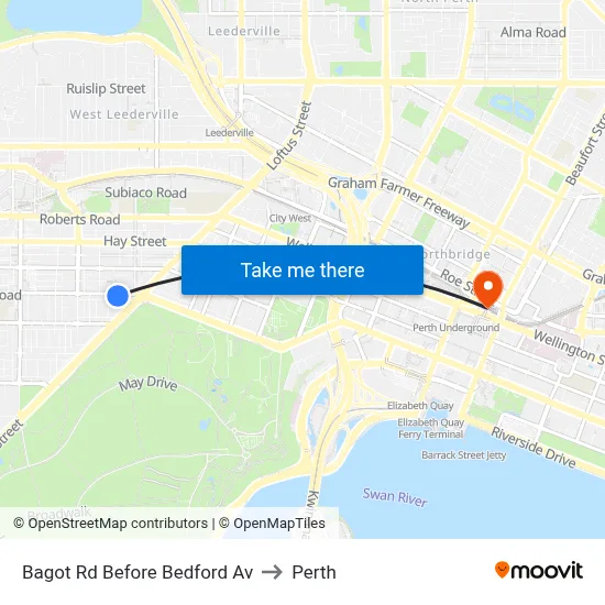 Bagot Rd Before Bedford Av to Perth map