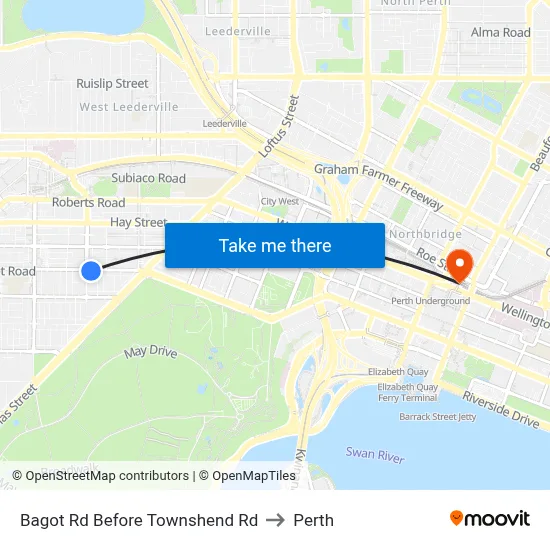 Bagot Rd Before Townshend Rd to Perth map