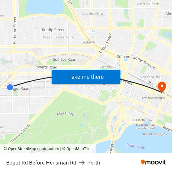 Bagot Rd Before Hensman Rd to Perth map