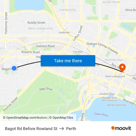 Bagot Rd Before Rowland St to Perth map