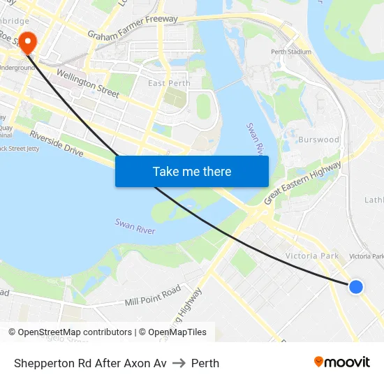 Shepperton Rd After Axon Av to Perth map