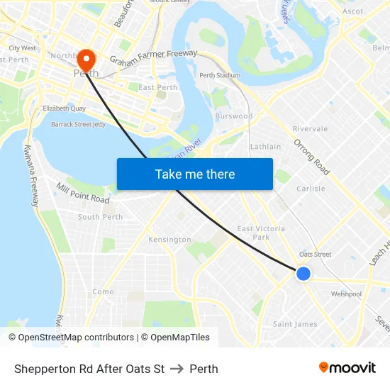 Shepperton Rd After Oats St to Perth map