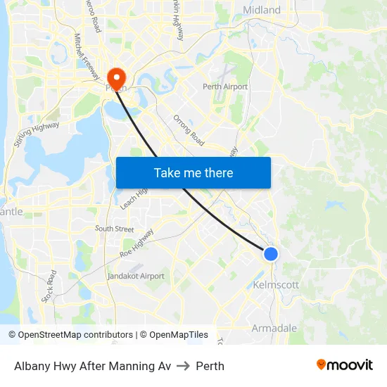 Albany Hwy After Manning Av to Perth map