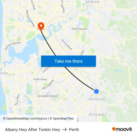 Albany Hwy After Tonkin Hwy to Perth map