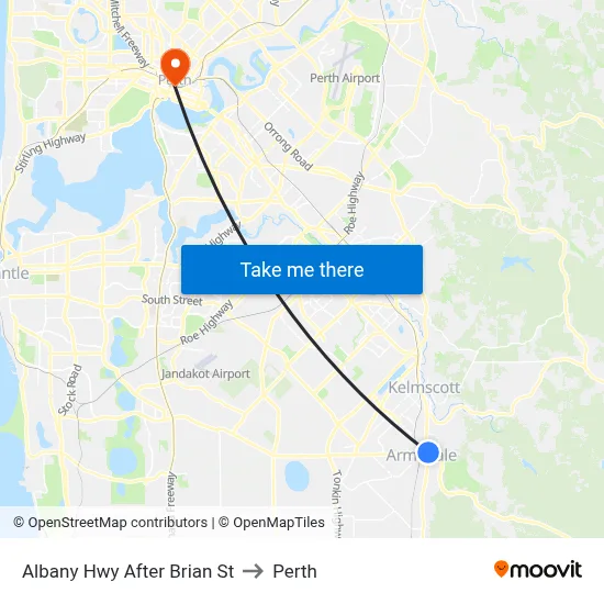 Albany Hwy After Brian St to Perth map