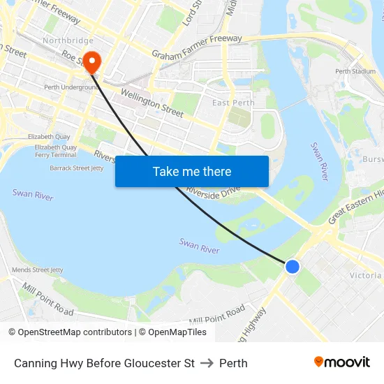 Canning Hwy Before Gloucester St to Perth map