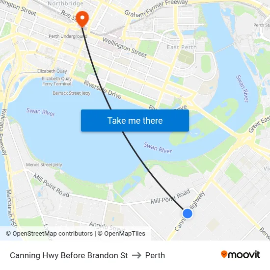 Canning Hwy Before Brandon St to Perth map