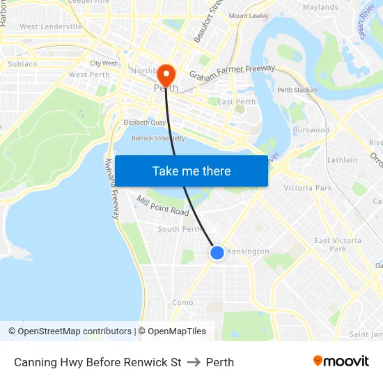 Canning Hwy Before Renwick St to Perth map