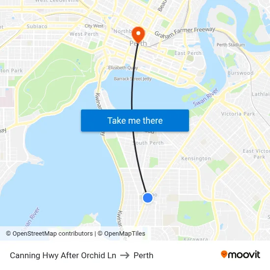 Canning Hwy After Orchid Ln to Perth map