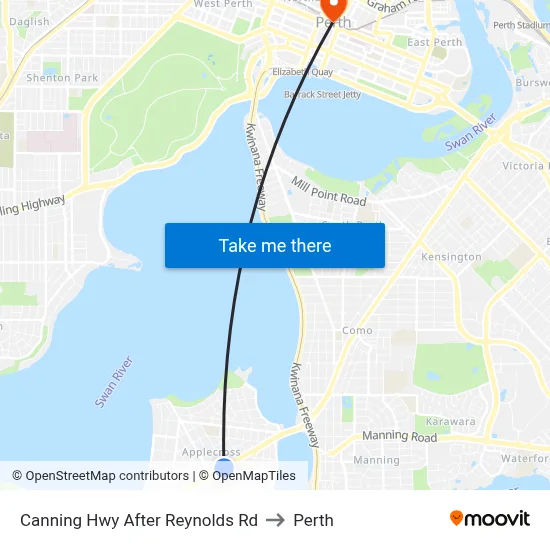 Canning Hwy After Reynolds Rd to Perth map