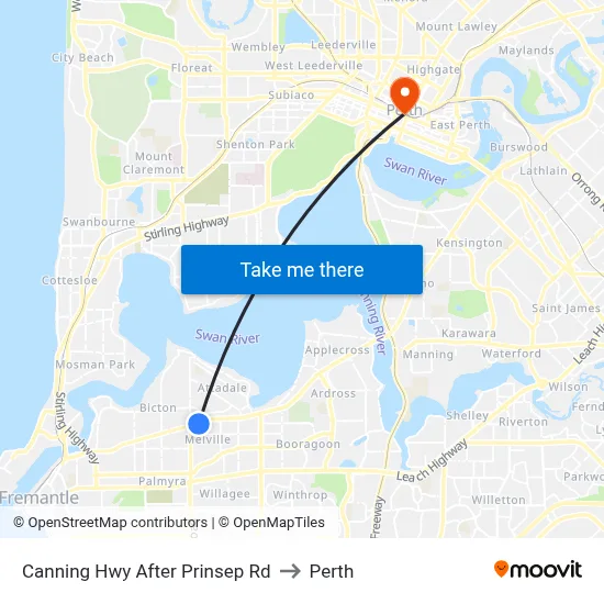 Canning Hwy After Prinsep Rd to Perth map