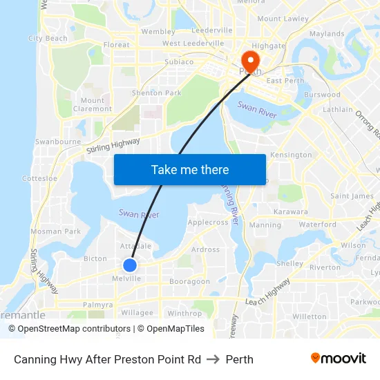 Canning Hwy After Preston Point Rd to Perth map