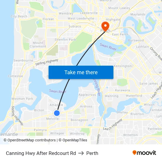 Canning Hwy After Redcourt Rd to Perth map