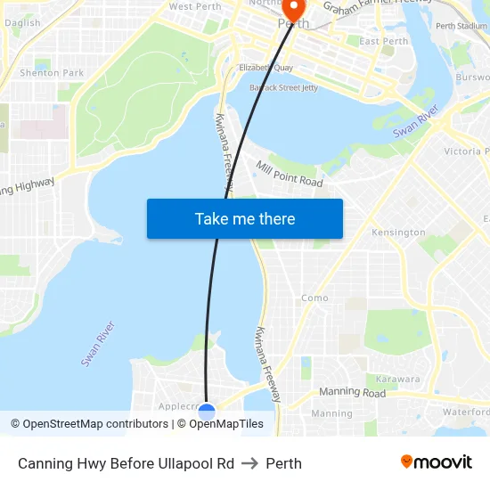 Canning Hwy Before Ullapool Rd to Perth map