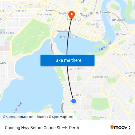Canning Hwy Before Coode St to Perth map