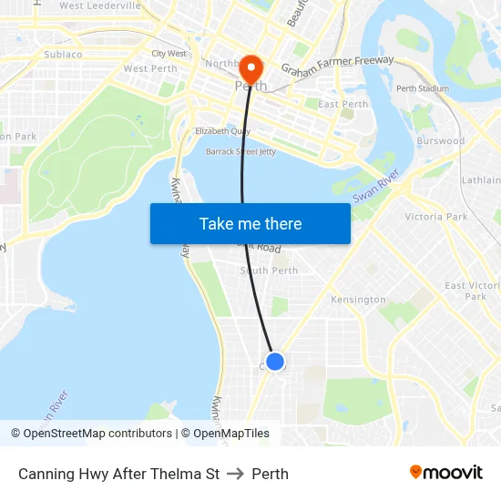 Canning Hwy After Thelma St to Perth map