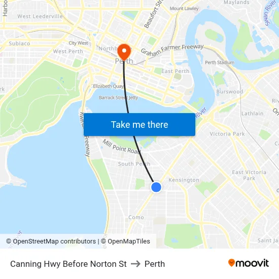 Canning Hwy Before Norton St to Perth map