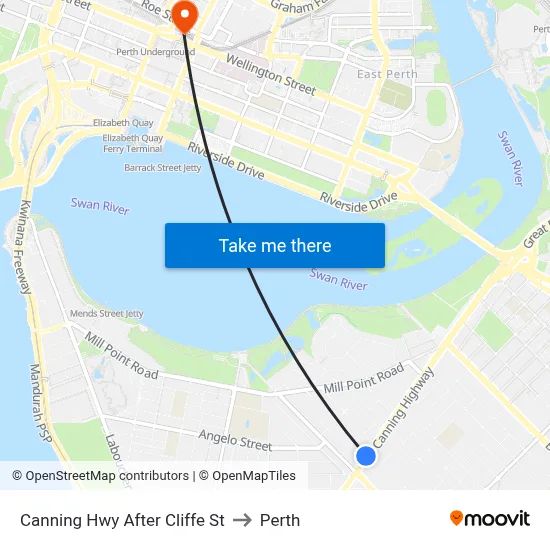 Canning Hwy After Cliffe St to Perth map