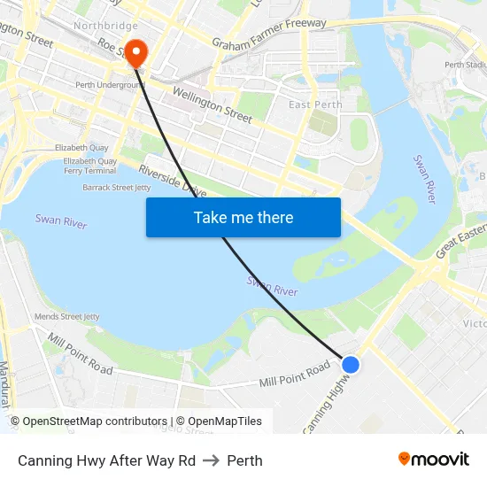 Canning Hwy After Way Rd to Perth map