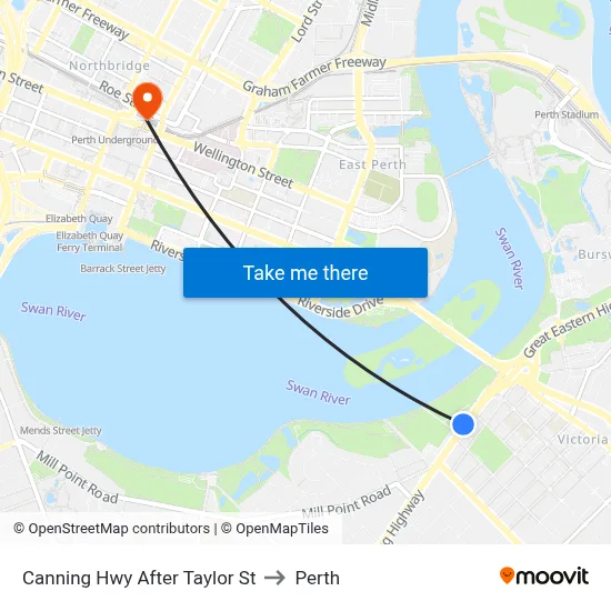 Canning Hwy After Taylor St to Perth map