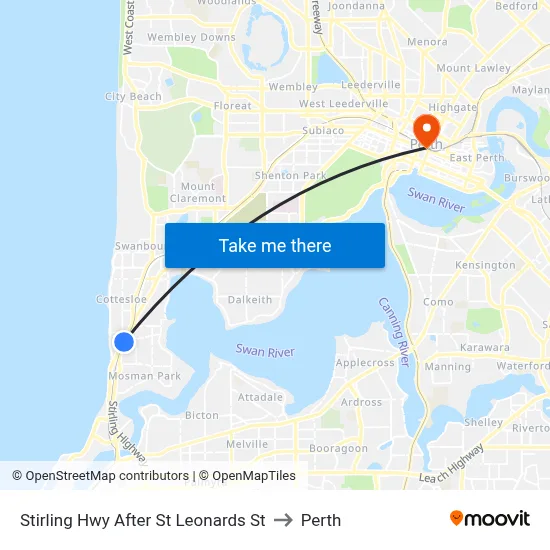 Stirling Hwy After St Leonards St to Perth map