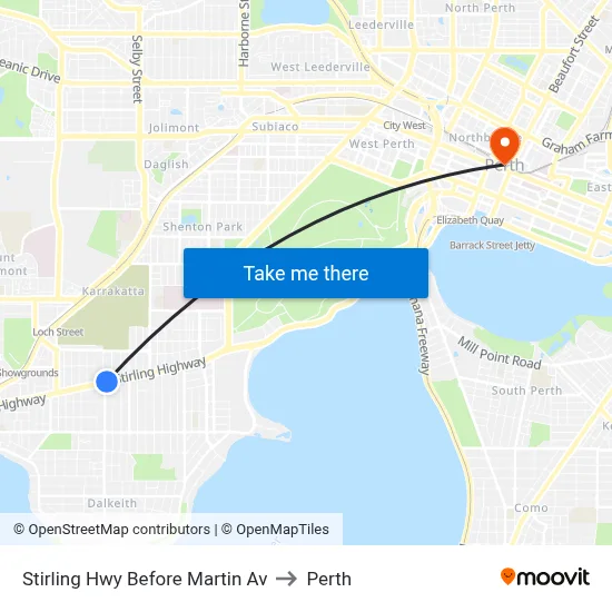Stirling Hwy Before Martin Av to Perth map