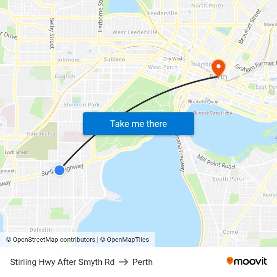 Stirling Hwy After Smyth Rd to Perth map