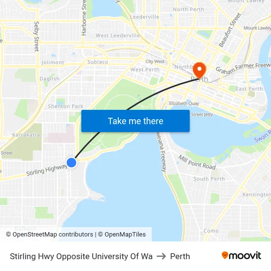 Stirling Hwy Opposite University Of Wa to Perth map