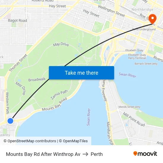 Mounts Bay Rd After Winthrop Av to Perth map