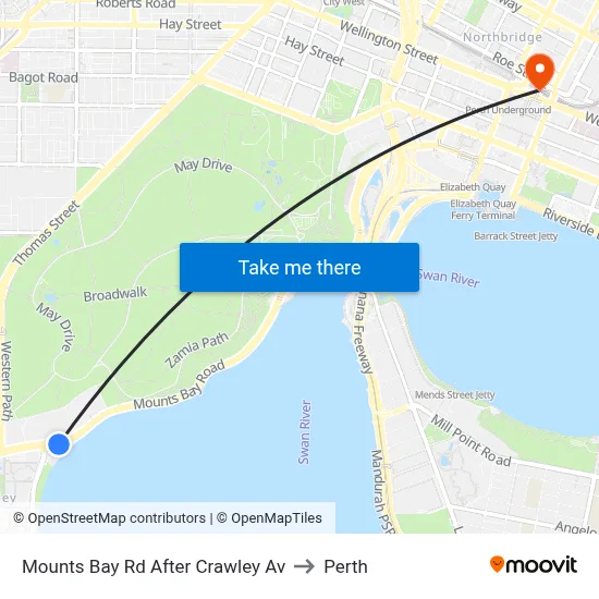 Mounts Bay Rd After Crawley Av to Perth map