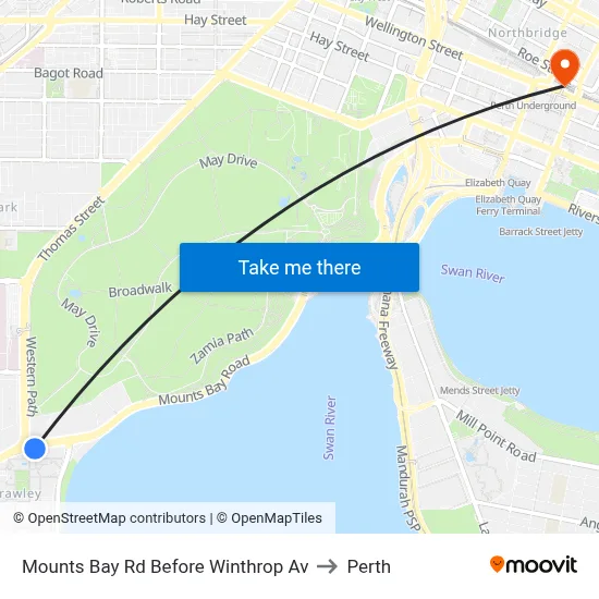 Mounts Bay Rd Before Winthrop Av to Perth map