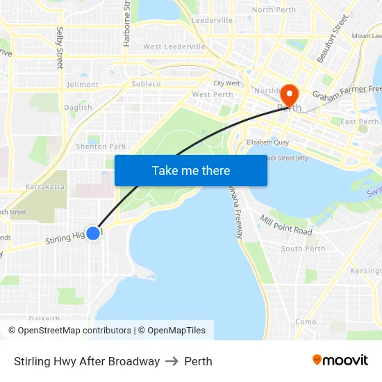 Stirling Hwy After Broadway to Perth map