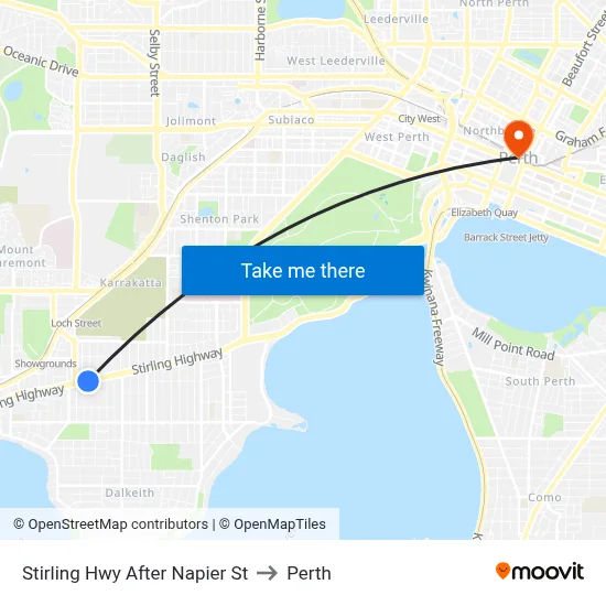 Stirling Hwy After Napier St to Perth map