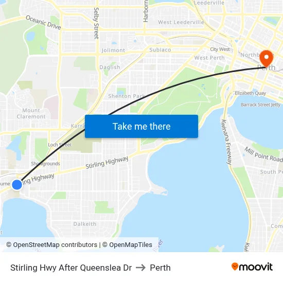 Stirling Hwy After Queenslea Dr to Perth map