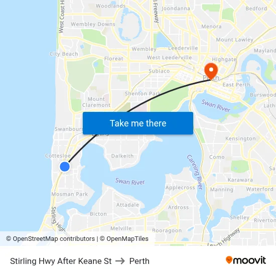 Stirling Hwy After Keane St to Perth map