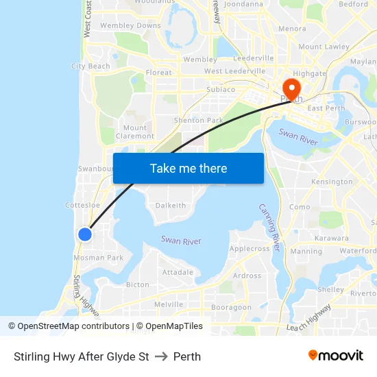 Stirling Hwy After Glyde St to Perth map