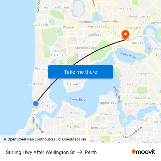 Stirling Hwy After Wellington St to Perth map