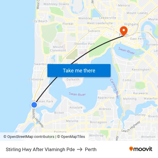Stirling Hwy After Vlamingh Pde to Perth map