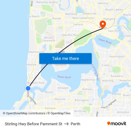 Stirling Hwy Before Pamment St to Perth map