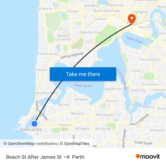 Beach St After James St to Perth map