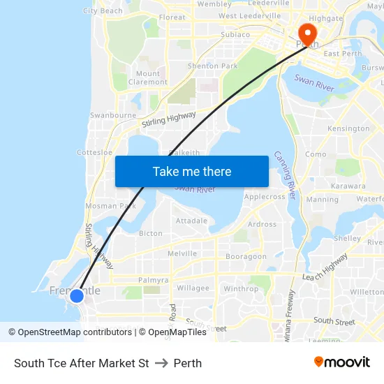 South Tce After Market St to Perth map