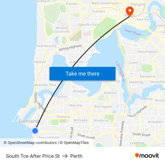 South Tce After Price St to Perth map