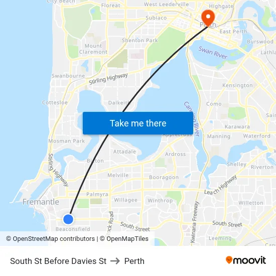 South St Before Davies St to Perth map