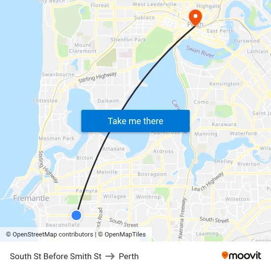 South St Before Smith St to Perth map