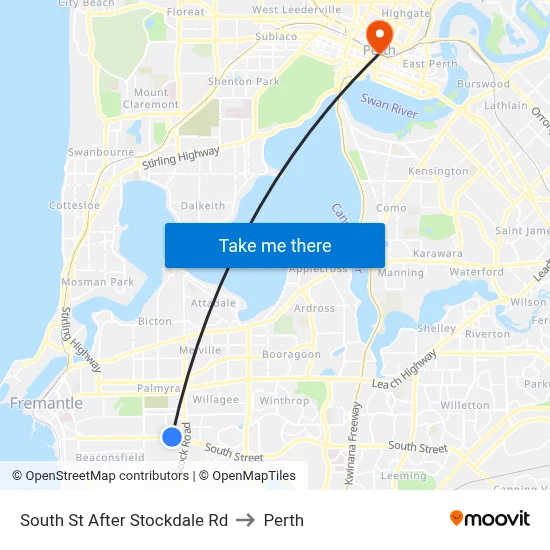 South St After Stockdale Rd to Perth map