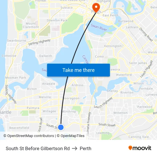 South St Before Gilbertson Rd to Perth map