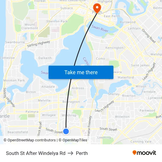 South St After Windelya Rd to Perth map