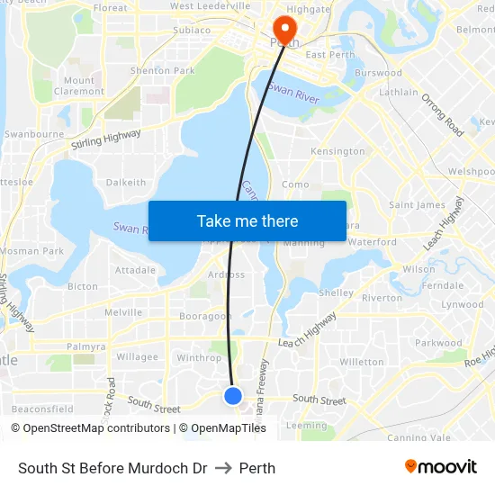 South St Before Murdoch Dr to Perth map