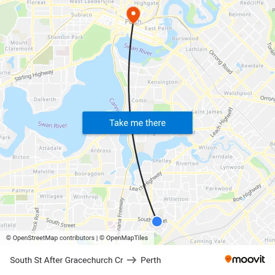 South St After Gracechurch Cr to Perth map
