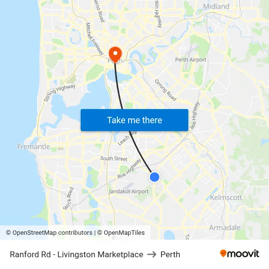 Ranford Rd - Livingston Marketplace to Perth map